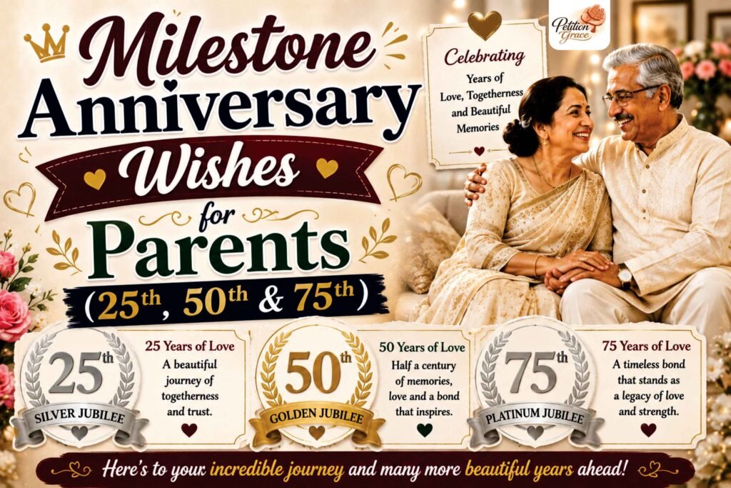 Milestone Anniversary Wishes for Parents (25th, 50th & 75th)
