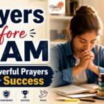 Student praying before exam with peaceful expression